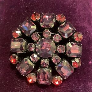 Vintage Purple and Red Gemstone Brooch